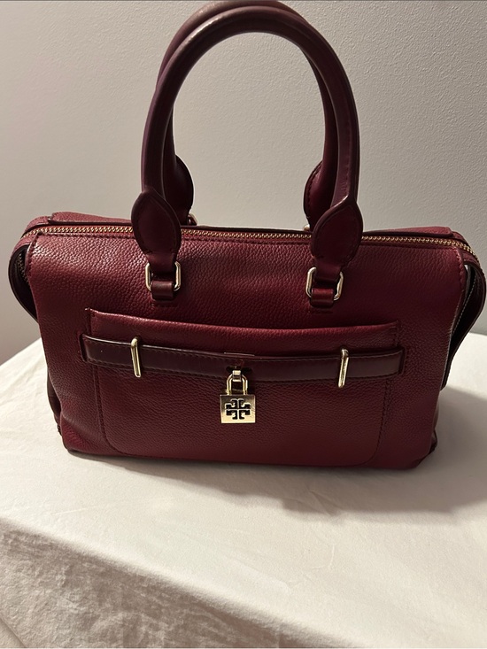 Tory Burch Handbags - Tory Burch Burgundy Leather Satchel with Gold Hardware in EUC Retail $595